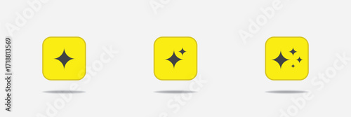 "3D rendered AI icon, three yellow square boxes with plus signs, minimalist geometric design, symmetrical clean modern flat illustration"