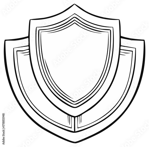 Blank Shield Emblem Outline Symbol Badge Graphic Element for Design and Decoration