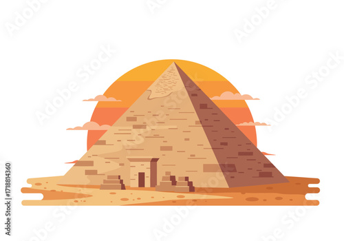Pyramid illustration Egypt with sun blocks shadows