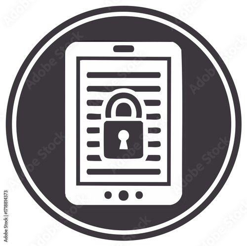Secure tablet icon with padlock and text on screen symbolizing data protection and digital privacy