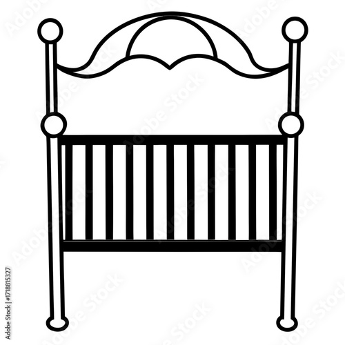 Baby Crib Vector Illustration | Nursery Furniture Clipart for Digital Design