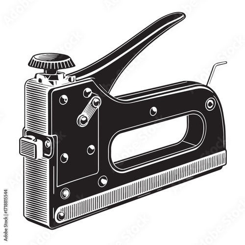 Black staple gun Silhouette Vector, High Quality Illustration on White Background