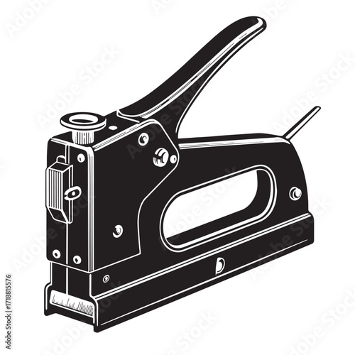 Black staple gun Silhouette Vector, High Quality Illustration on White Background
