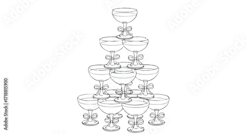 Elegant champagne tower illustration for a celebration, perfect for invitations and party decorations, bringing a touch of sophistication to your designs