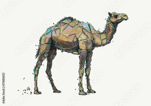 Geometric Camel Illustration Polygonal Desert Animal Art.