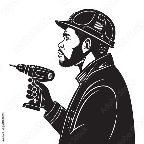 Black stud finder Silhouette Vector, High Quality Illustration on White Background