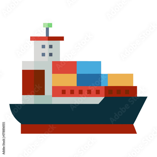Cargo Ship Vector Illustration | Ocean Freight & Shipping Design