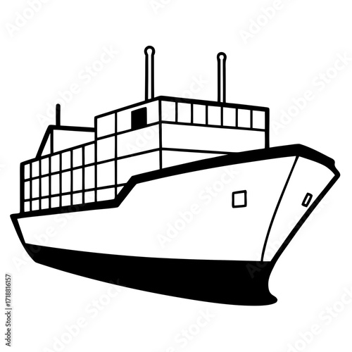 Cargo Ship Vector Illustration | Ocean Freight & Shipping Design