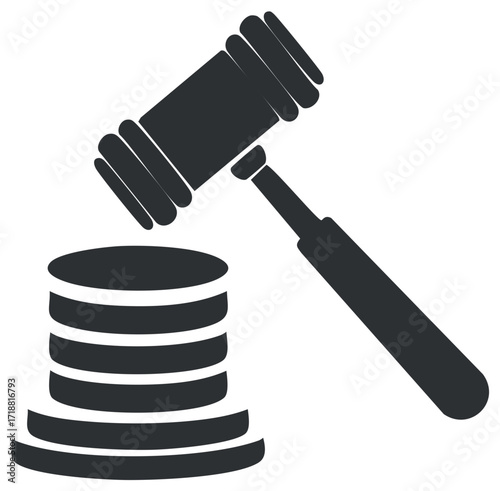 Gavel and sounding block icon representing justice law and legal auctions