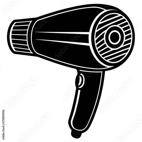 Printable hairdryer vector graphic for salon, beauty, and hair care designs.