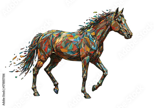 Colorful Polygonal Horse in Motion.