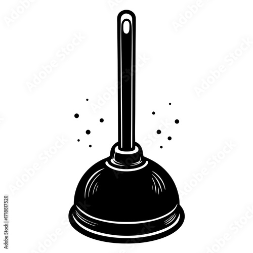Printable plunger vector icon for bathroom, cleaning, and plumbing design projects.