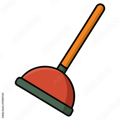 Plunger Icon Vector on White Background – Toilet Cleaning Illustration