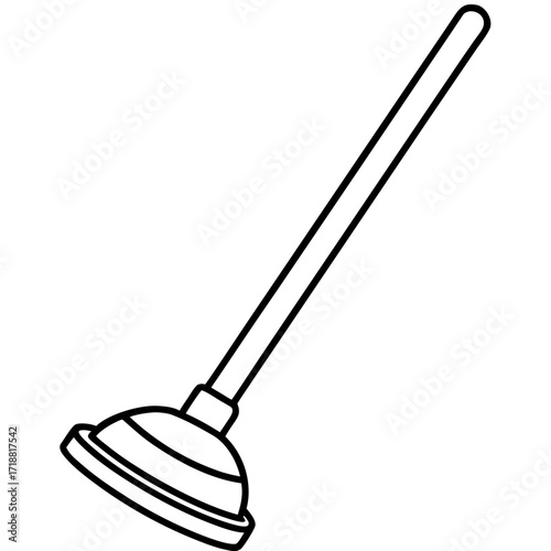 Printable plunger vector icon for bathroom, cleaning, and plumbing design projects.