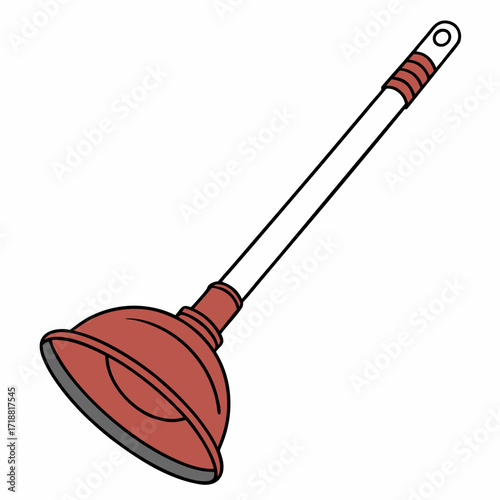 Plunger Icon Vector on White Background – Toilet Cleaning Illustration