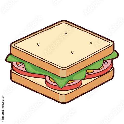 Minimal sandwich icon vector on white background, perfect for food design and print use.