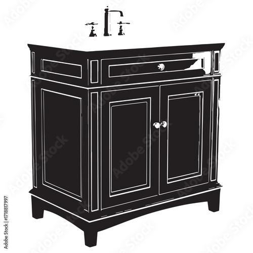 Black vanity cabinet Silhouette Vector, High Quality Illustration on White Background