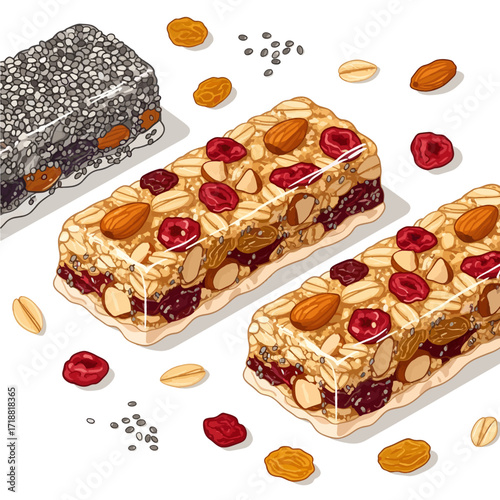 Delicious and healthy energy bars with nuts, seeds, and dried fruits, perfect for a nutritious snack