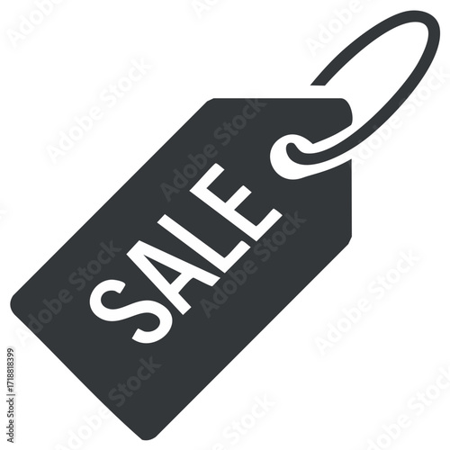 Black and white sale tag illustration for retail and promotional events isolated
