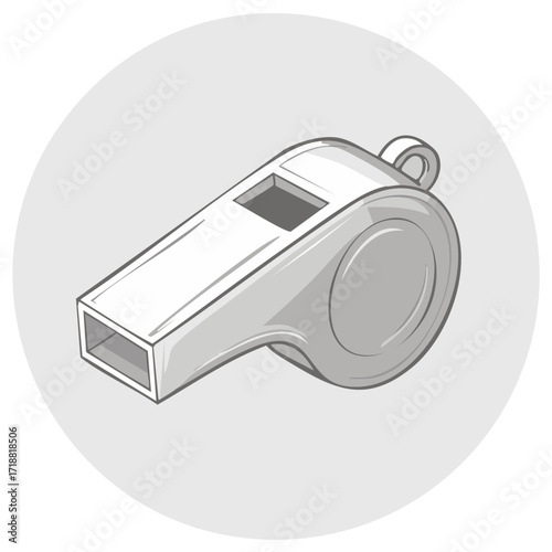Silver Metal Whistle Illustration on Circular Gray Field