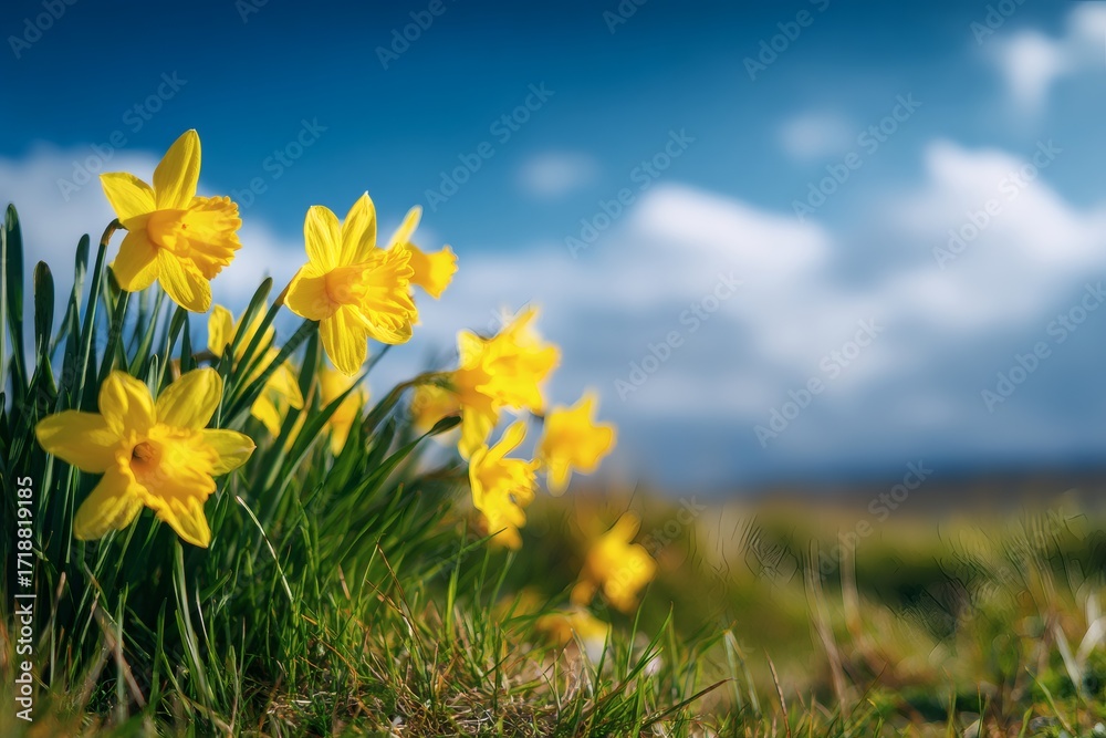 Fototapeta premium Meadow Filled with Daffodils During Spring Season