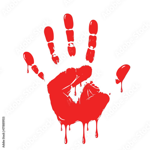 Vector illustration of illustration of red bloody handprint