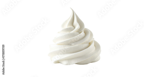 Whipped Cream Swirl, Creamy Dessert Topping, Food Photography, White Background, Delicious Texture, Sweet Treat, Culinary Image, Food Styling, Bakery, Confectionery, Restaurant Menu, Product Phot