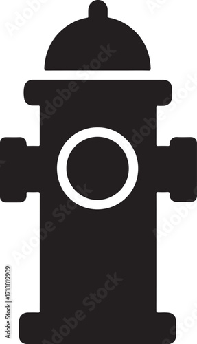 Fire hydrant silhouette icon for firefighting, safety, emergency, water, and urban use.