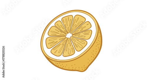 Refreshing lemon slice illustration for summer recipes and vibrant food designs, adding a zesty touch to your creative projects with this cheerful citrus fruit