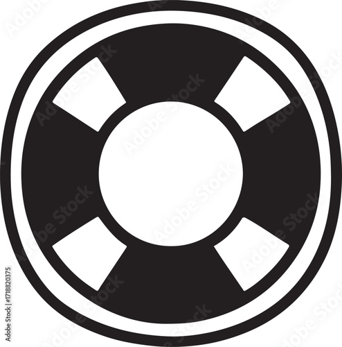 Simple life buoy silhouette icon for rescue, safety, emergency, lifeguard, and nautical use.