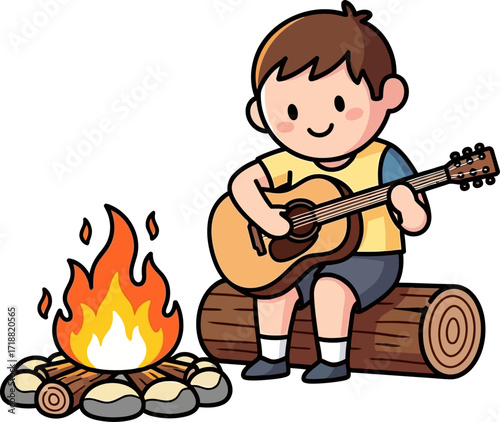 campfire song a boys acoustic evening serenade, isolated on transparent background