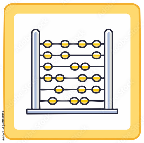 Stylized yellow abacus icon for mathematics education and finance
