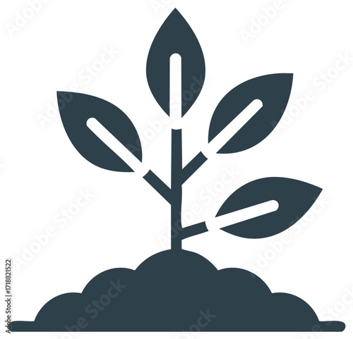 Small plant seedling icon growing from soil symbolizing natural growth development and new life environment
