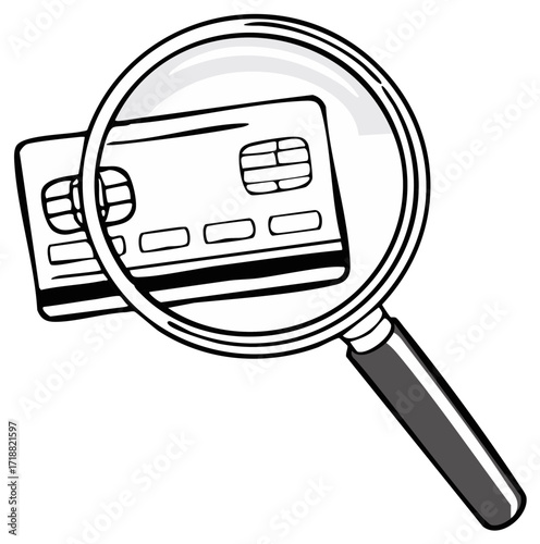 Examining Credit Cards with Magnifying Glass Fraud Detection Financial Security Payment Methods Banking