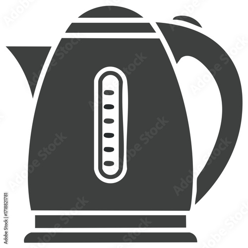 Modern Electric Kettle Glyph Style Water Heater Isolated Vector Design