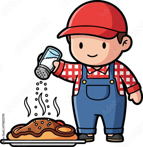 chefs tiny helper seasoning the perfect steak, isolated on transparent background