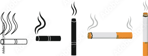Collection of various smoking items, from traditional cigarettes to modern vaporizers, emitting smoke.