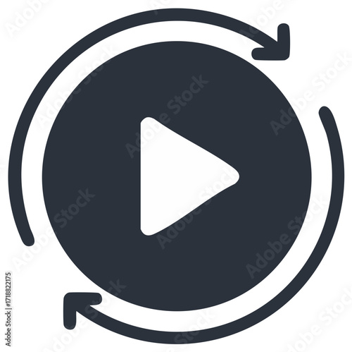Repeat play loop button icon for media content application or refresh cycle graphic