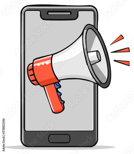 Mobile Device with Loudspeaker Icon Broadcasting Messages