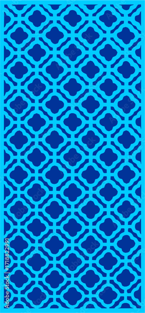 Fototapeta premium Blue and white geometric pattern on a blue background