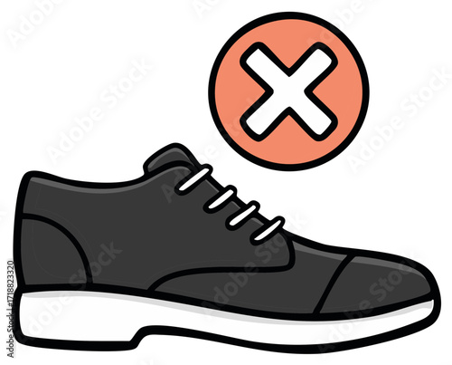 No Shoes Sign Shoes Footwear Prohibition Concept Illustration.