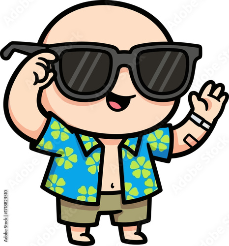 cool cats hawaiian vacation island vibes and sunny smiles, isolated on transparent background