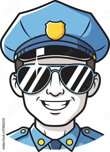 cool cops summer sunglasses a cartoon of joyful protection, isolated on transparent background