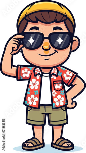 cool cats hawaiian holiday summertime chill vibes, isolated on transparent background