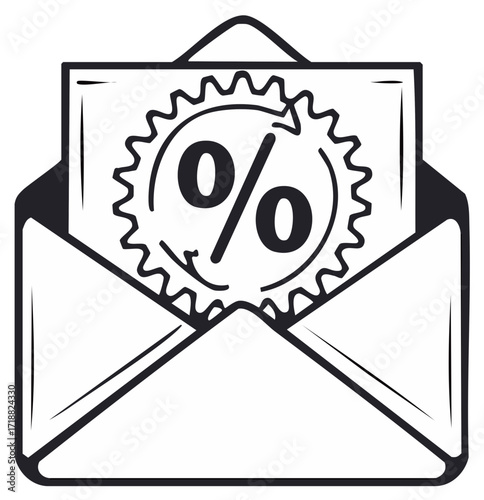 Incoming Percentage Discount Promotion Inside Open Mailing Envelope