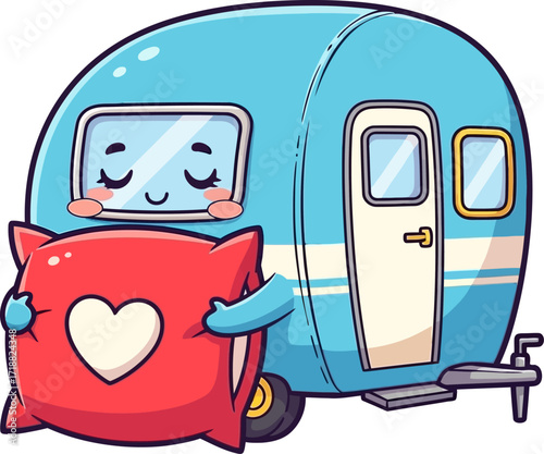 cozy campers sweet dreams a cartoon trailers peaceful slumber, isolated on transparent background