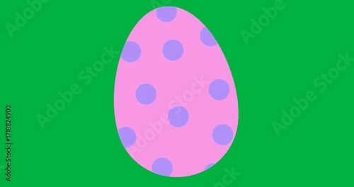 Egg spinning on transparent background with pastel pink and lavender polka dots for Easter design