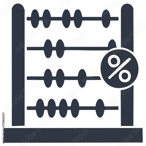 Abacus with Percentage Symbol Illustration Depicting Finance Calculation and Discount Offers Icon