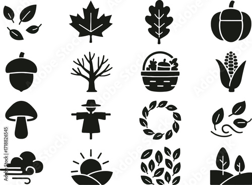 set of vector icons for design fall autumn