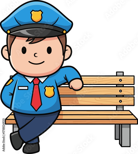 friendly neighborhood officer a peaceful park patrol, isolated on transparent background
